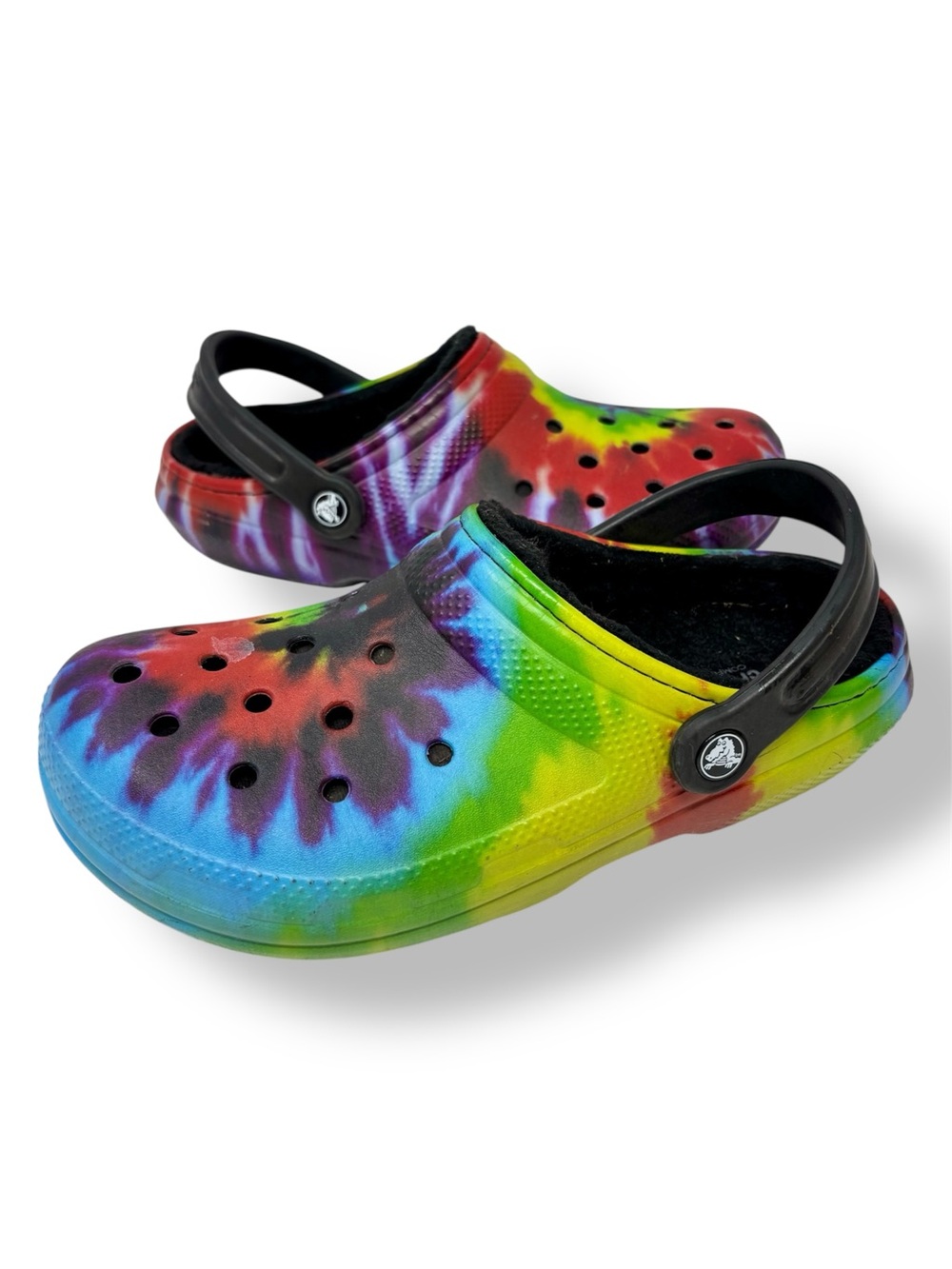 Crocs Unisex Classic Lined Tie Dye Clogs Faux Fur Lined Shoes Size Men 7 Women 9